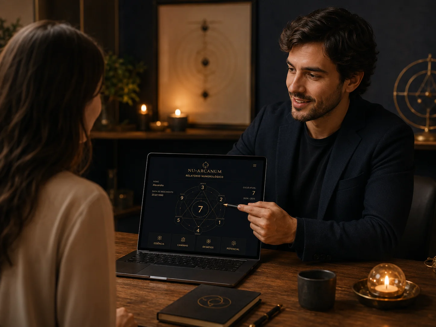 Estudo de interface e detalhes editoriais do NU_ARCANUM