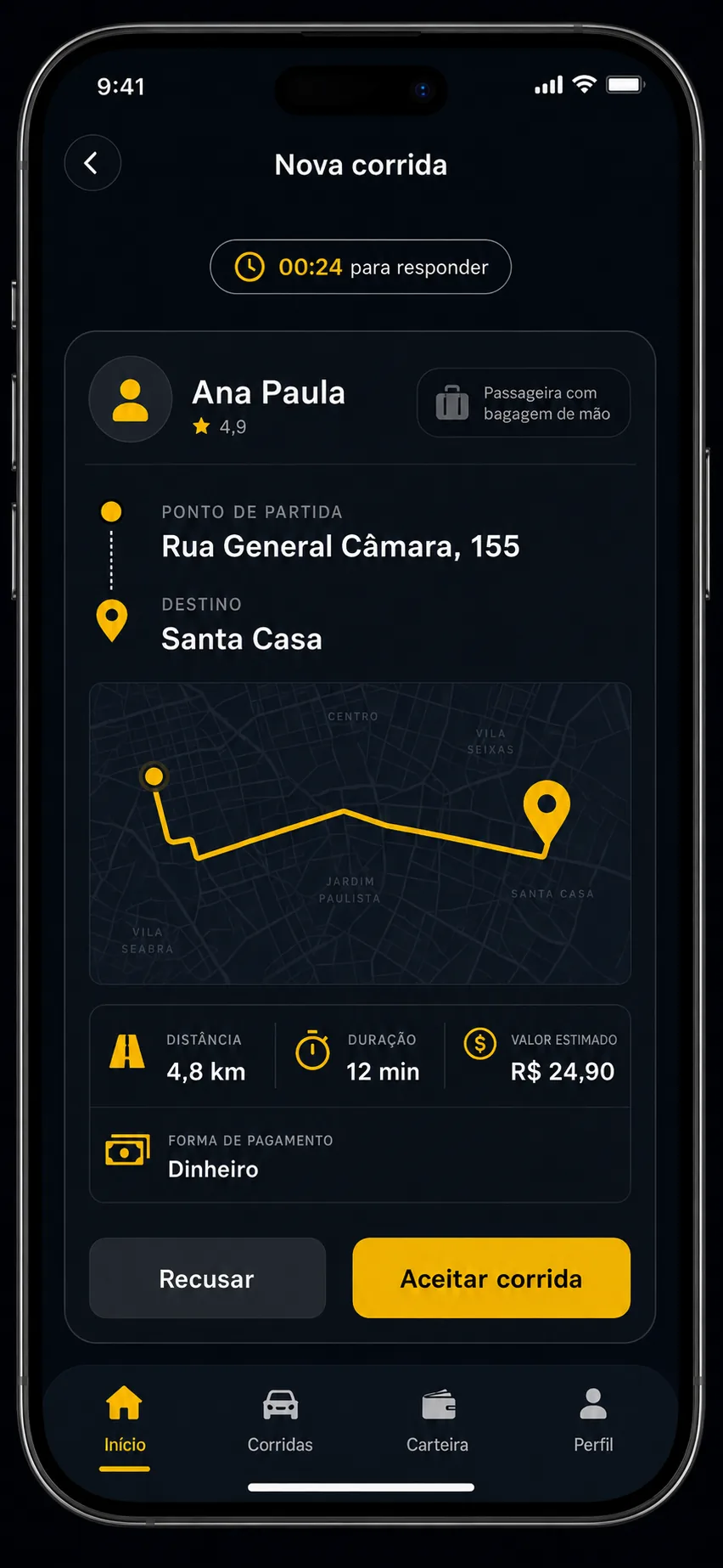 Tela de nova corrida do Gentill Mob